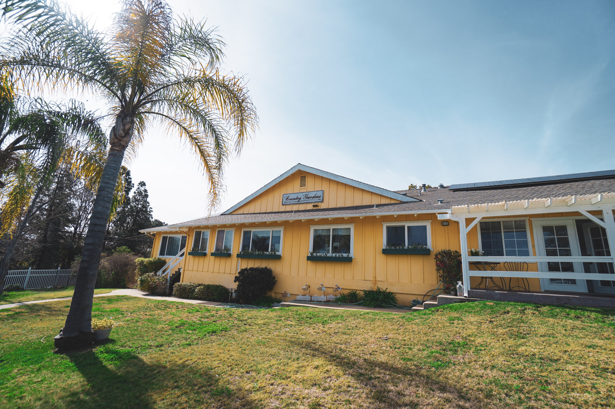 The Country Gardens building and front lawn